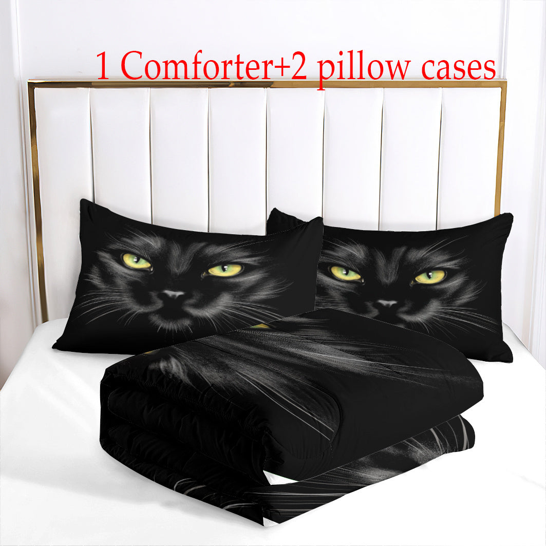 1pc Black Cat Print Comforter For Teens Boys Kids, Soft Comfortable Bedding, For Bedroom, Guest Room
