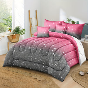2/3pcs Gradient Glitter Comforter Set (1*Comforter + 1/2*Pillowcase, Without Core), Tie-dye Starry Sky Bedroom Decor, Gradient Color Bedroom Decorative Quilt, Rainbow Gradient, Soft Cozy For Girls, Gift Bedding