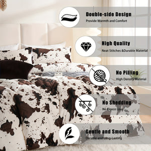 2/3pcs Fashion Warm Sherpa Comforter Set (1*Comforter + 1/2*Pillowcase, Without Core), Cow Print Bedding Set, Soft Comfortable And Skin-friendly Winter Thickened Comforter For Bedroom, Guest Room And Student Dorm