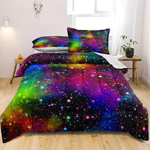 2/3pcs Starry Sky Bedding Comforter Set (1*Comforter + 1/2*Pillowcase, Without Core), Tie-dye Comforter Set, Girls Bedroom Decor, Gradient Color Bedroom Decorative Quilt