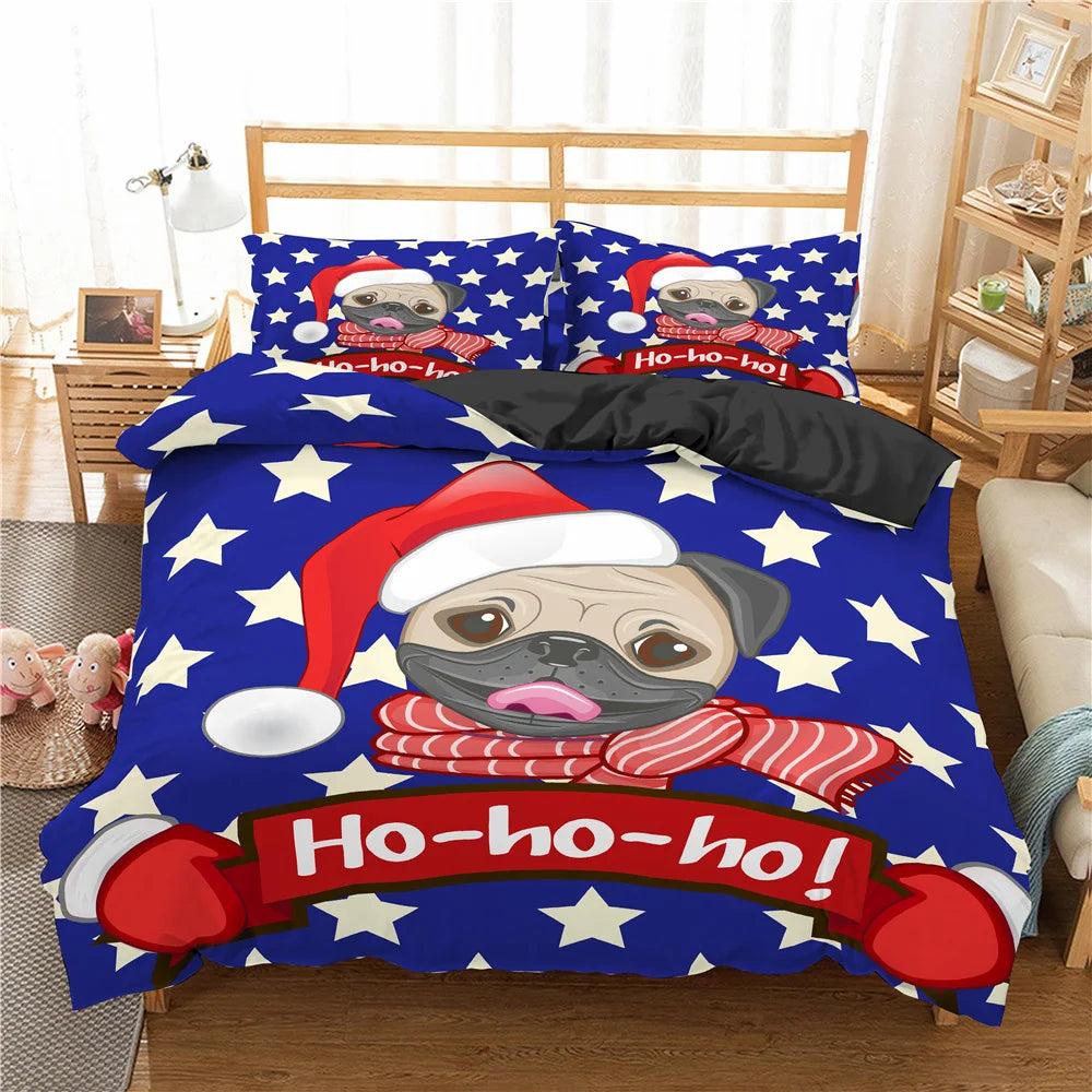 Cute Animal Bedding Set Cartoon Pug Dog Duvet Cover Sets Kids Comforter Cover Queen King Twin Single Size Polyester Quilt Cover