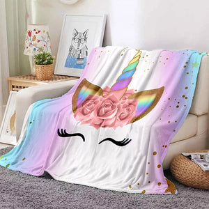 Unicorn with Colourful Hair Blanket King Queen Size for Kids Boys Girls Gift for Bed Sofa Couch Blanket Super Soft Flannel Throw