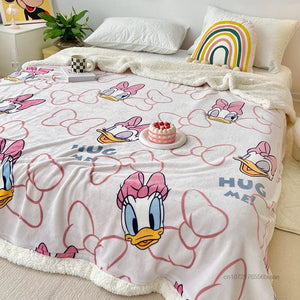 Disney Milk Flannel Blanket Children Adult Cartoon Stitch Cute Plush Air Conditioning Nap Blankets Coral Fleece Quilt Soft Shawl
