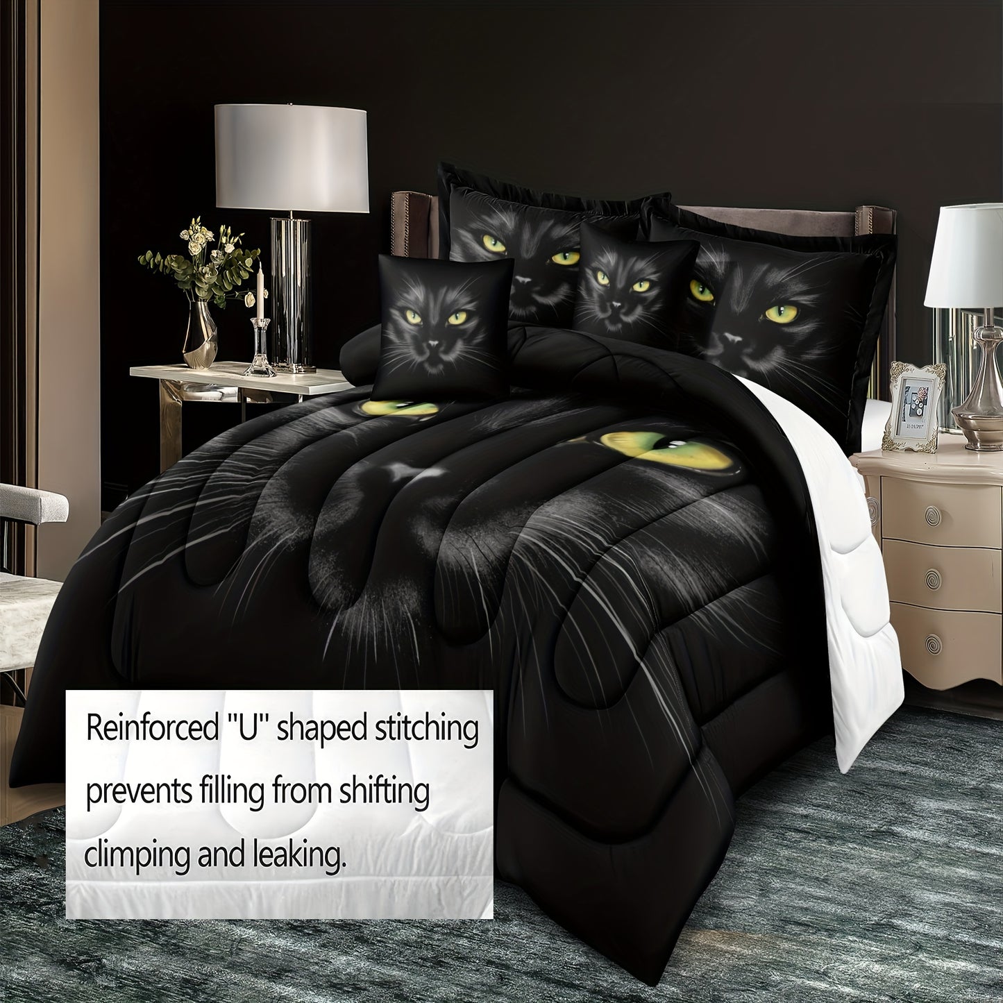 1pc Black Cat Print Comforter For Teens Boys Kids, Soft Comfortable Bedding, For Bedroom, Guest Room
