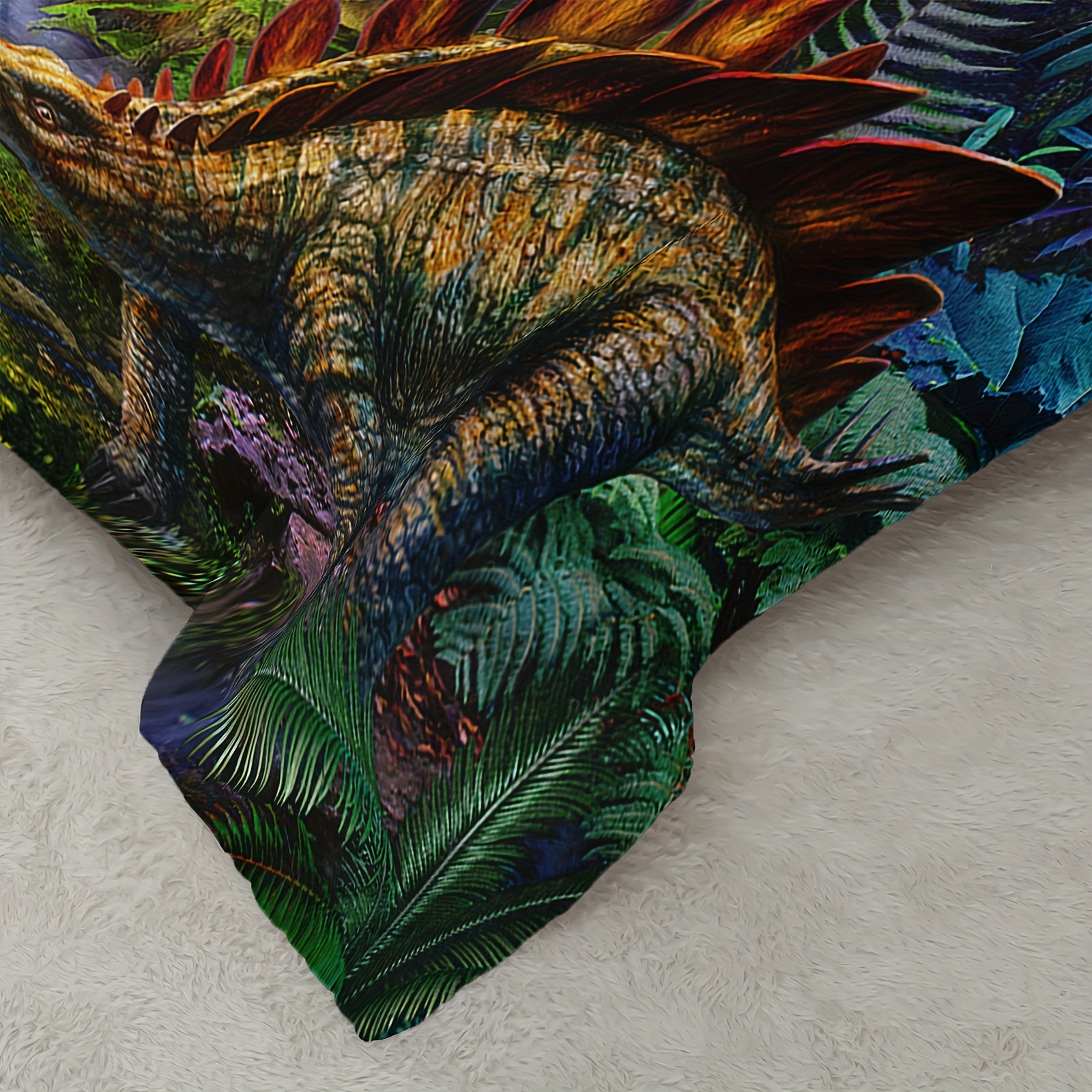 3pcs 3D Dinosaur Comforter Set (1*Comforter + 2*Pillowcase, Without Core), Jurassic Jungle Dinosaur Print All Season Bedding Set, Soft Comfortable And Skin-friendly Comforter For Bedroom, Guest Room