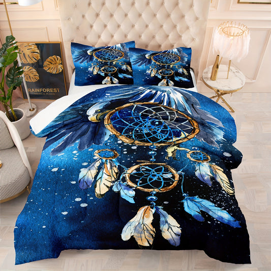 2/3pcs Fashion Comforter Set, Blue Starry Sky Dreamcatcher Print Bedding Set, Soft Comfortable And Skin-friendly Comforter For Bedroom, Guest Room (1*Comforter + 1/2*Pillowcase, Without Core)