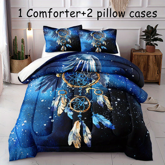 3pcs Fashion 1Comforter Set (1*Comforter + 2*Pillowcase, Without Core), Starry Sky Dreamcatcher Print Bedding Set, Soft Comfortable And Skin-friendly Comforter For Bedroom, Guest Room