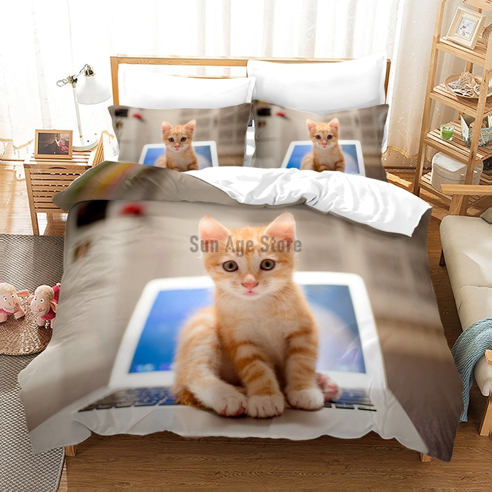Adorable cat comforter set