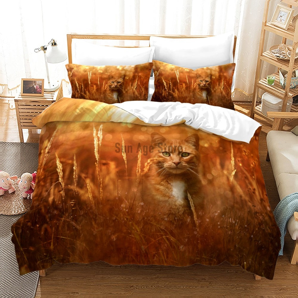 Lifelike cat design bedding