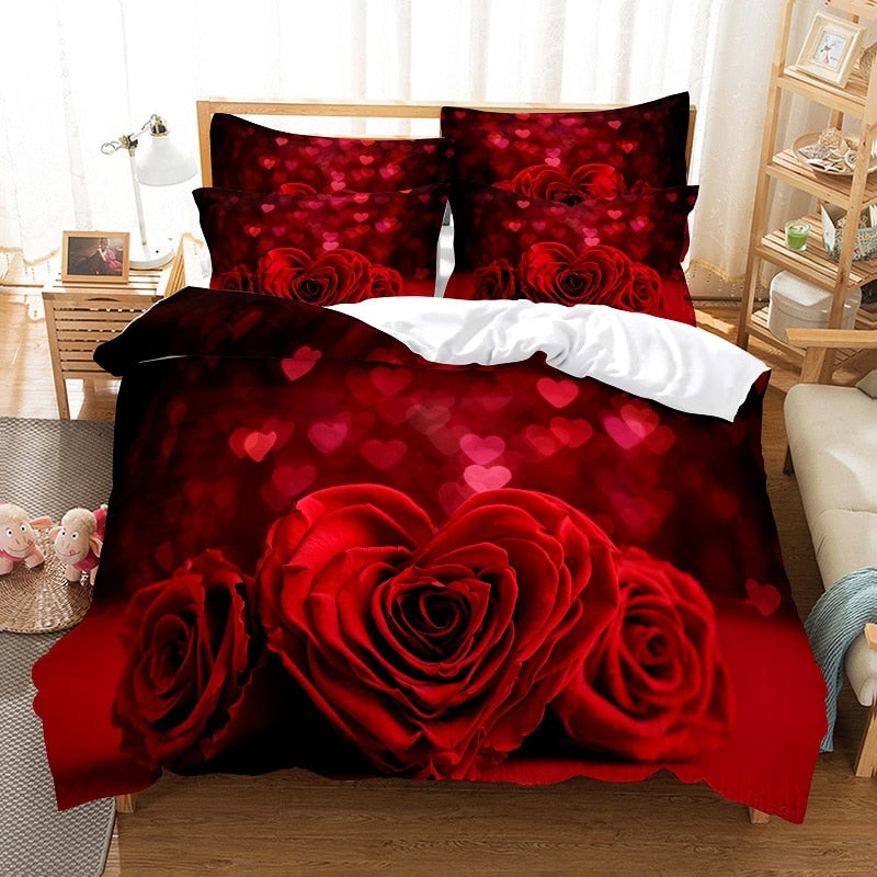 Red Rose Bedding Set