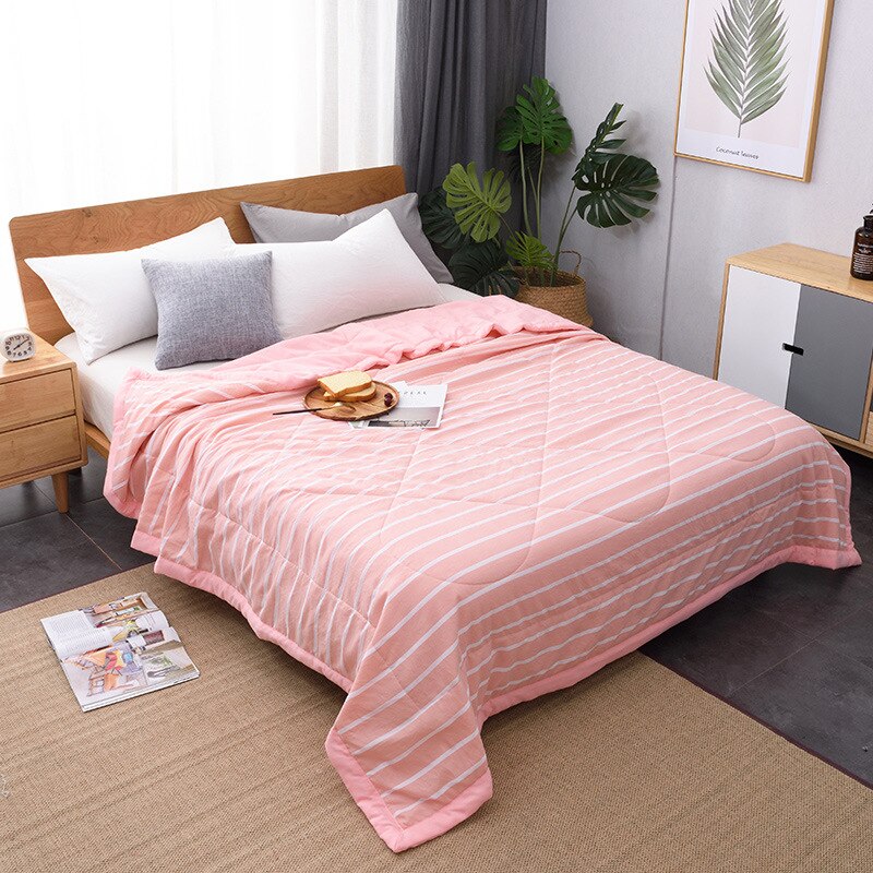 Pink Stripe Plaid Bedspread