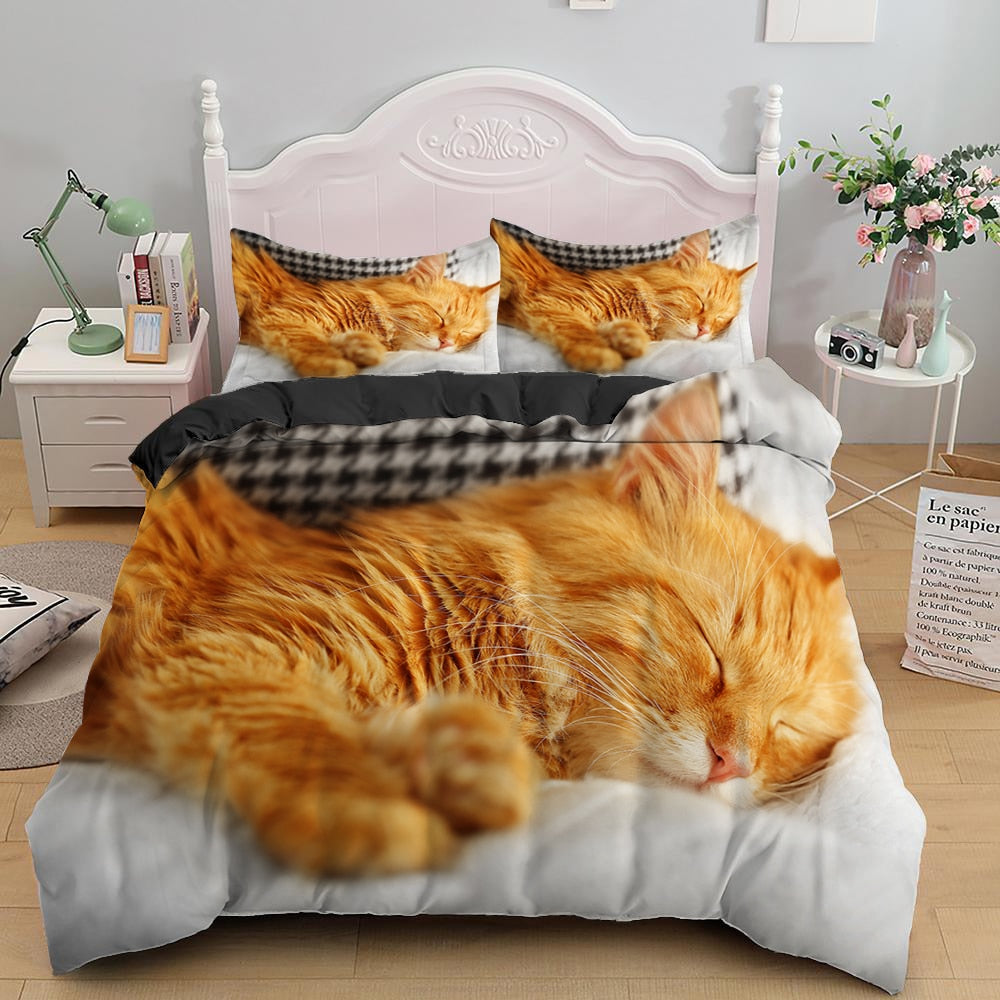 3D Cats Duvet Quilt Cover Set