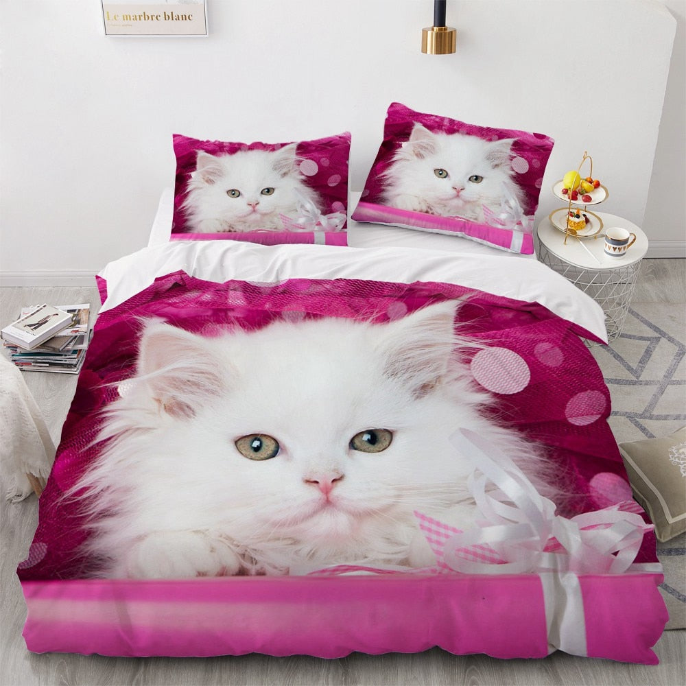 3D Cats Duvet Quilt Cover Set