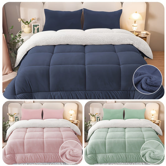 1pc Sherpa Comforter, Heat Storage And Warm, Skin-friendly And Comfortable Bedding, Fluffy And Soft Comforter For Student Dorm, Hotel, Bedroom, Available In All Seasons, Quilt (Pillow Not Included)