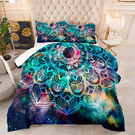 2/3pcs Modern Fashion Comforter Set, Starry Sky Mandala Print Bedding Set, Soft Comfortable And Skin-friendly Comforter For Bedroom, Guest Room (1*Comforter + 1/2*Pillowcase, Without Core)