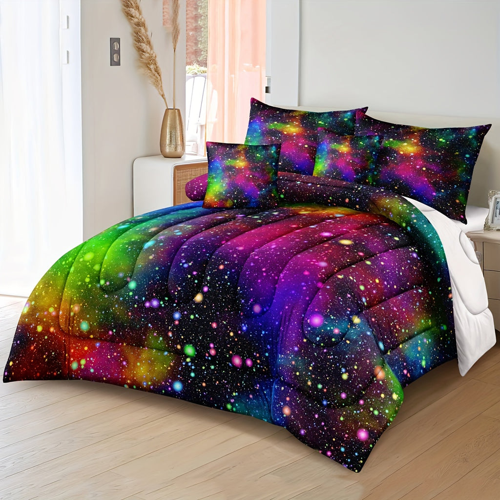 2/3pcs Starry Sky Bedding Comforter Set (1*Comforter + 1/2*Pillowcase, Without Core), Tie-dye Comforter Set, Girls Bedroom Decor, Gradient Color Bedroom Decorative Quilt